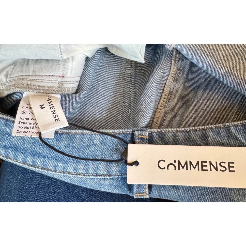 Commense Womens Wide Leg Jeans Red Side Stripe Light Wash Denim Size M NEW - Picture 7 of 8
